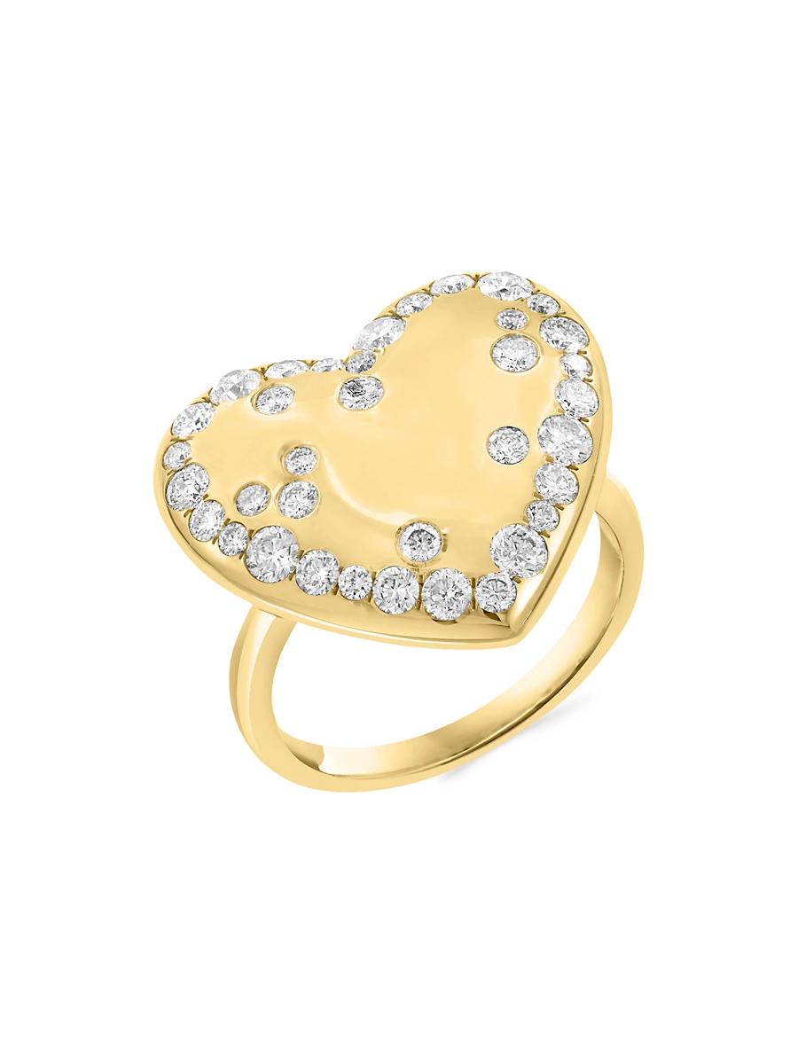 Womens 14K Yellow Gold & 1.17 TCW Diamond Heart Ring Product Image