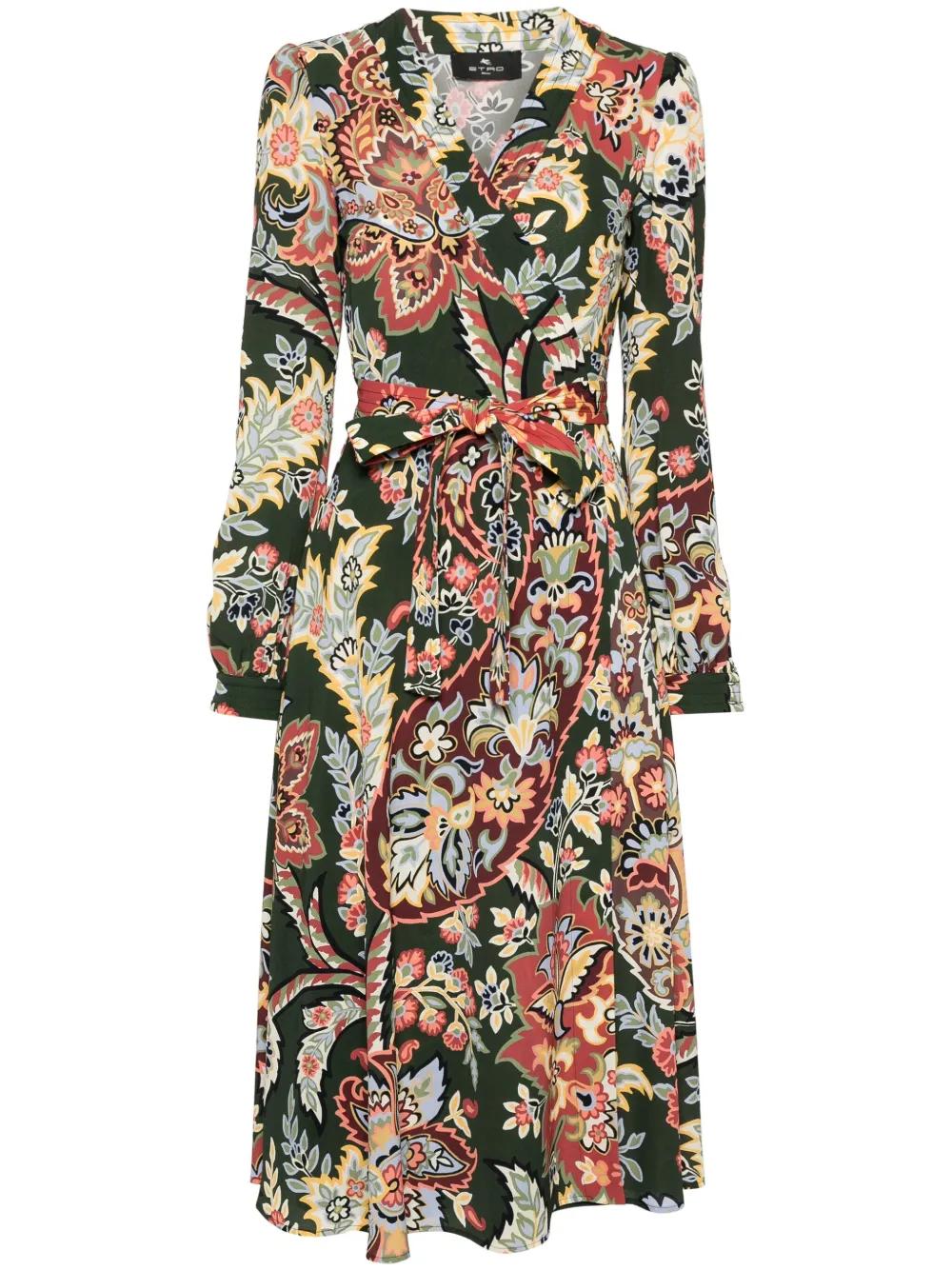 floral crepe wrap midi dress Product Image