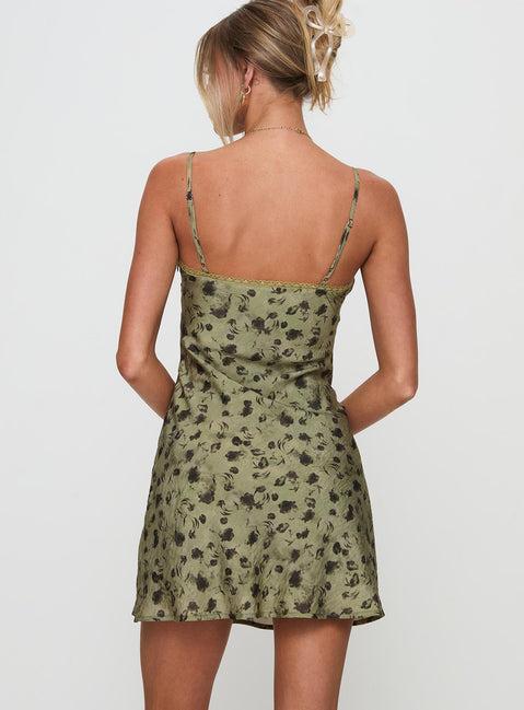 Valencia Mini Dress Sage Floral Product Image