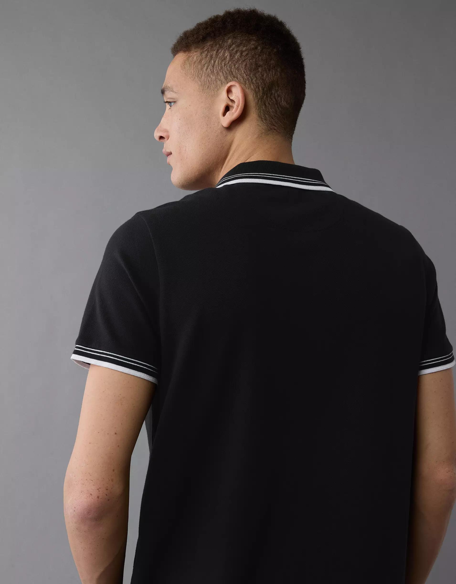 AE Lived-In Stretch Pique Slim Fit Tipped Polo Shirt Product Image