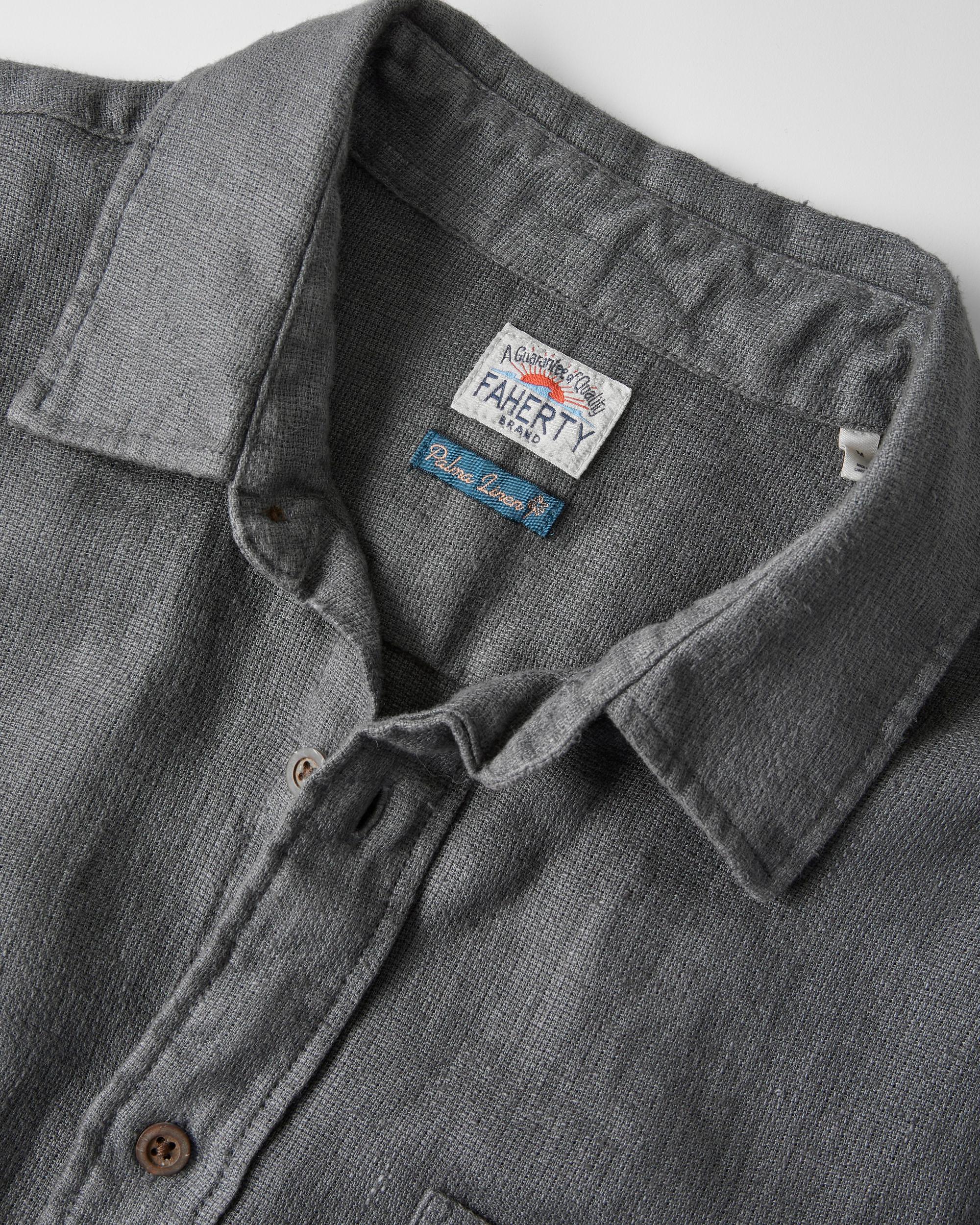 Short-Sleeve Palma Linen Shirt - Washed Black Basketweave Male Product Image