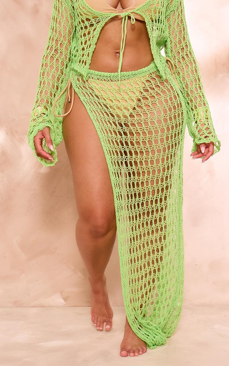Shape Lime Knitted Low Rise Maxi Skirt Product Image