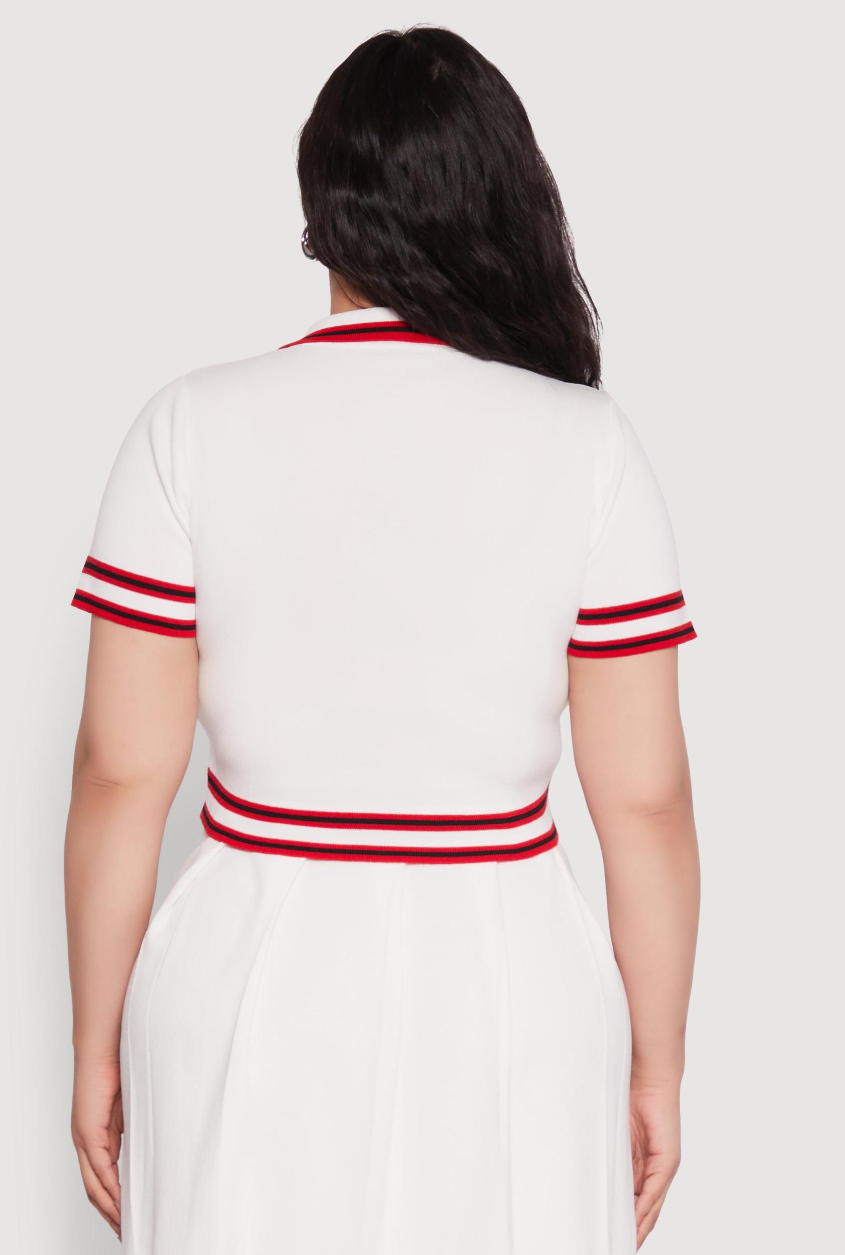 Plus Size Daisy Varsity Stripe Crop Top Female Product Image