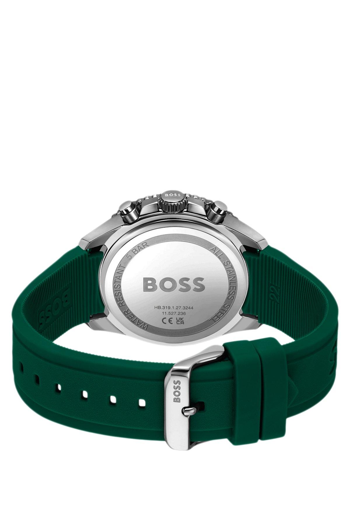 BOSS - Silicone-strap chronograph watch with black dial Product Image
