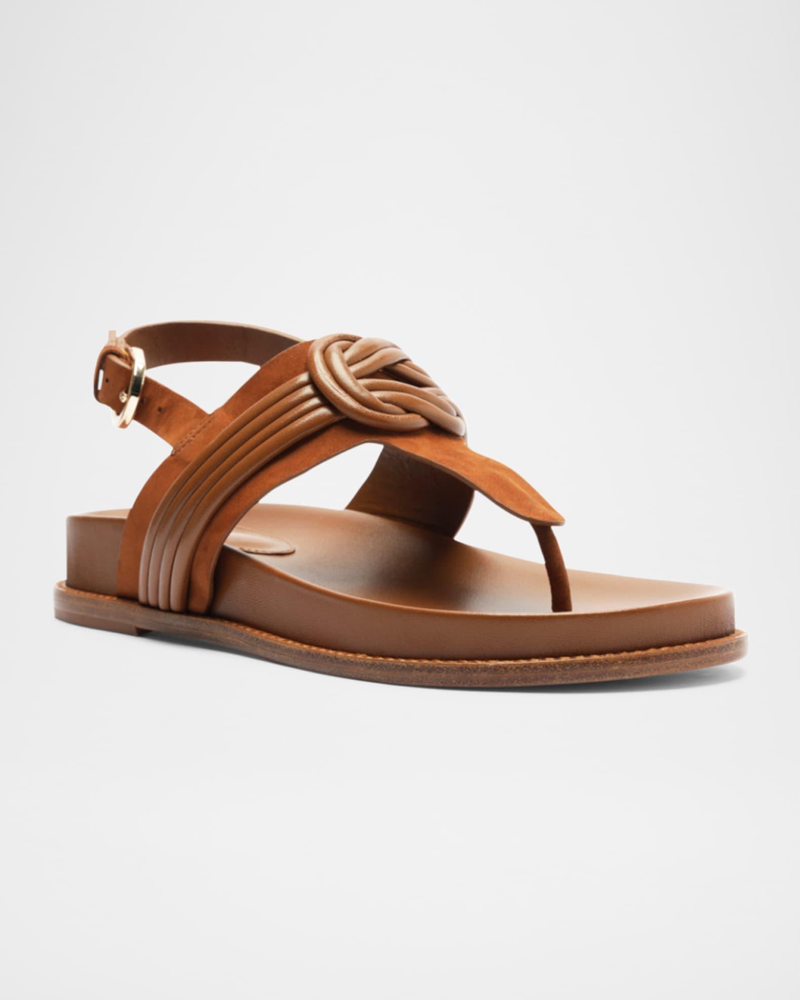 Vickey Suede Knot Slingback T-Strap Sandals Product Image