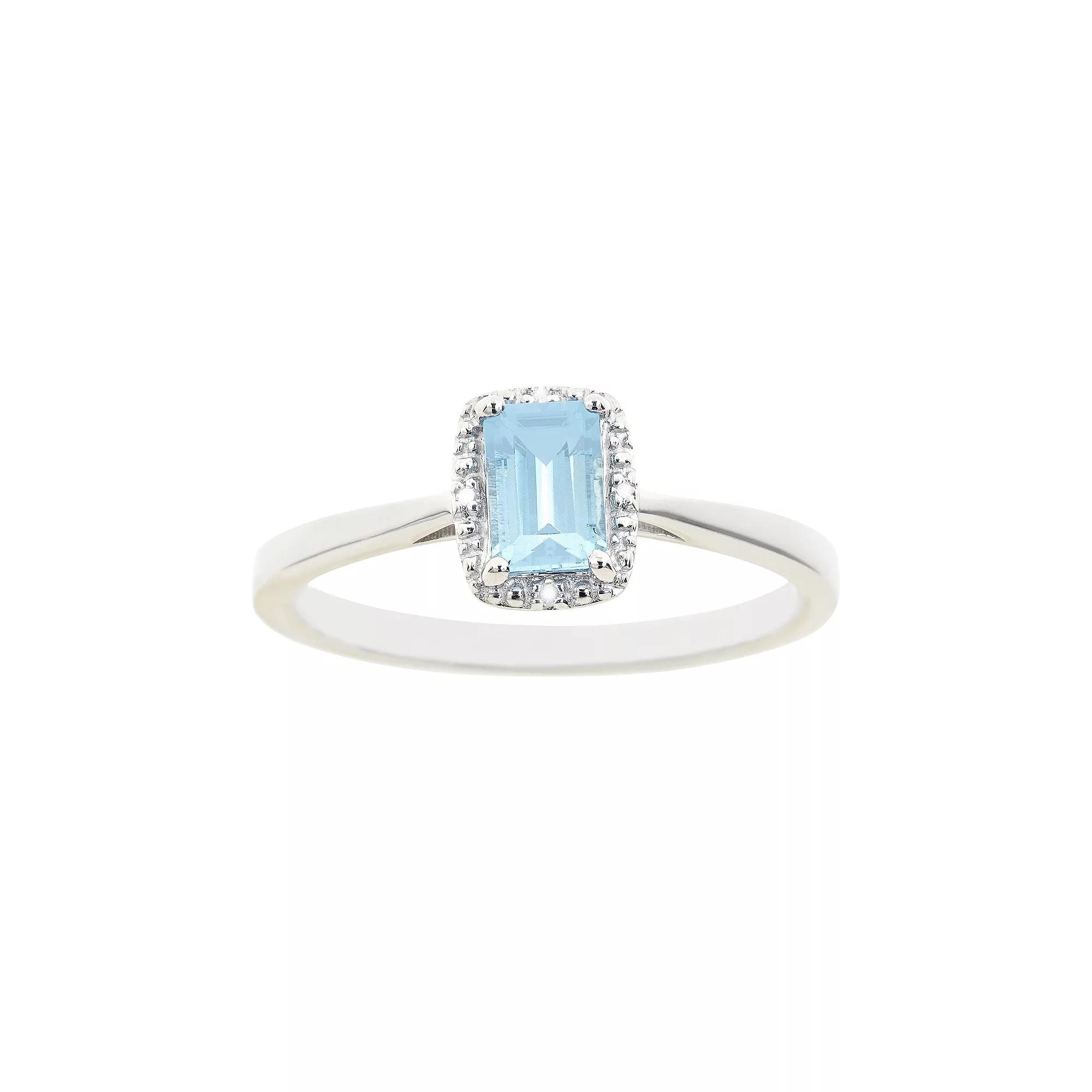 Celebration Gems Sterling Silver White Topaz & Diamond Accent Rectangle Halo Ring, Women's,  Product Image