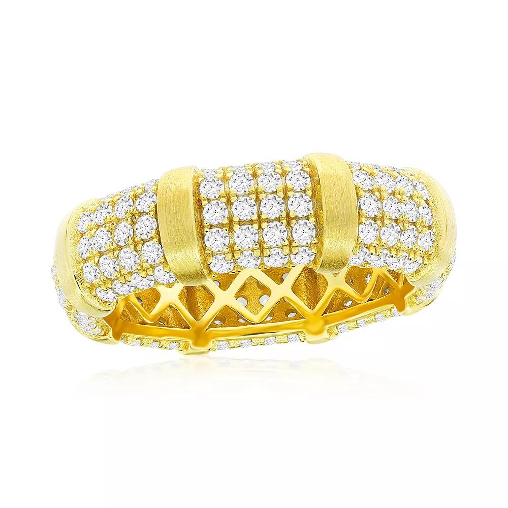 Argento Bella Gold Tone Sterling Silver Cubic Zirconia Pave Matte Eternity Ring, Women's, Size: 8 Product Image