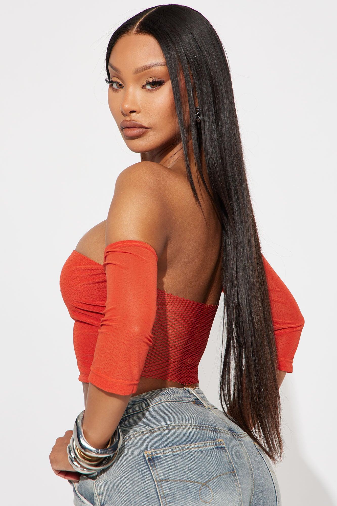 Main Stage Off Shoulder Crop Top - Orange Product Image