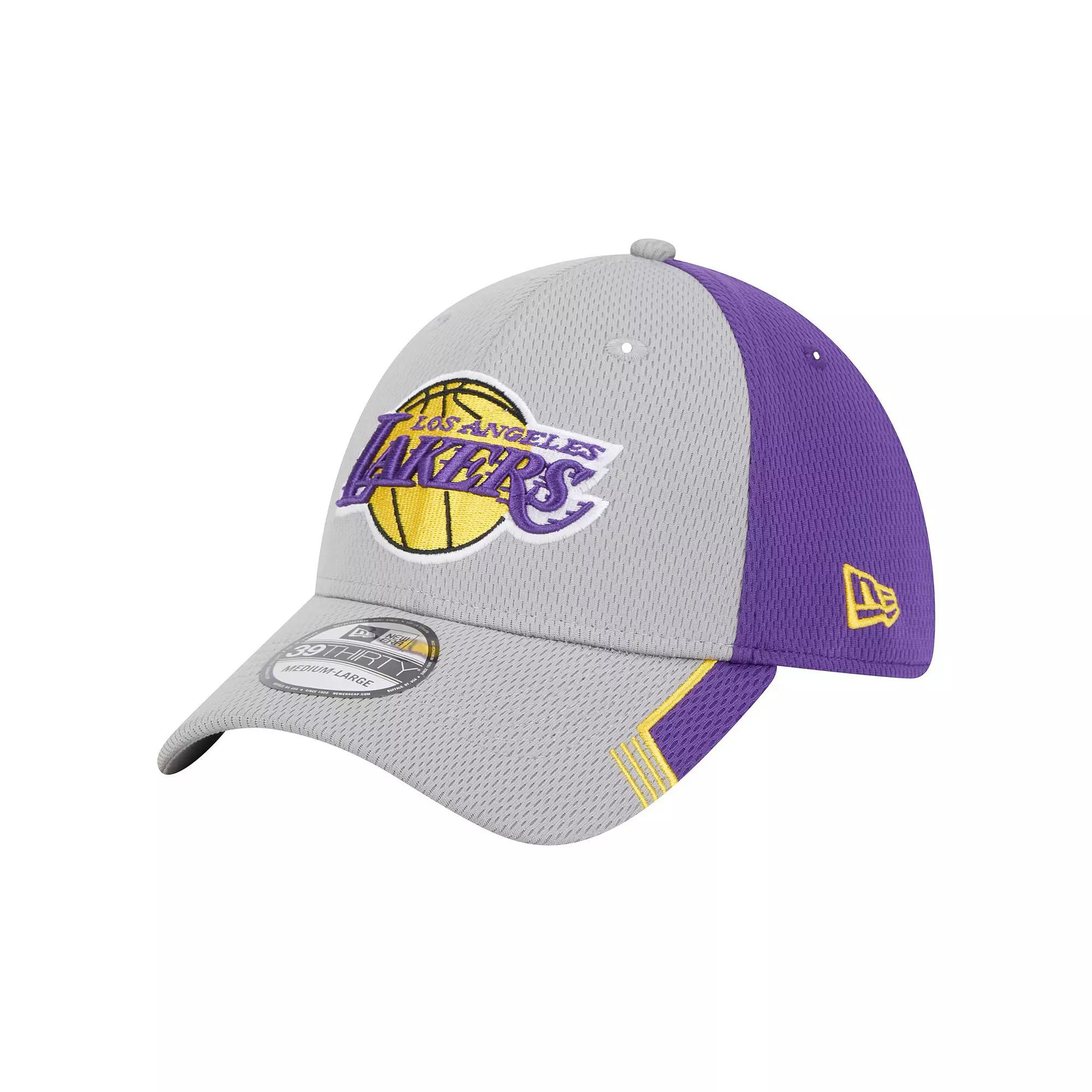 Men's New Era Gray/Purple Los Angeles Lakers Active Trim 39THIRTY Flex Hat, Size: Large/XL, Grey Product Image