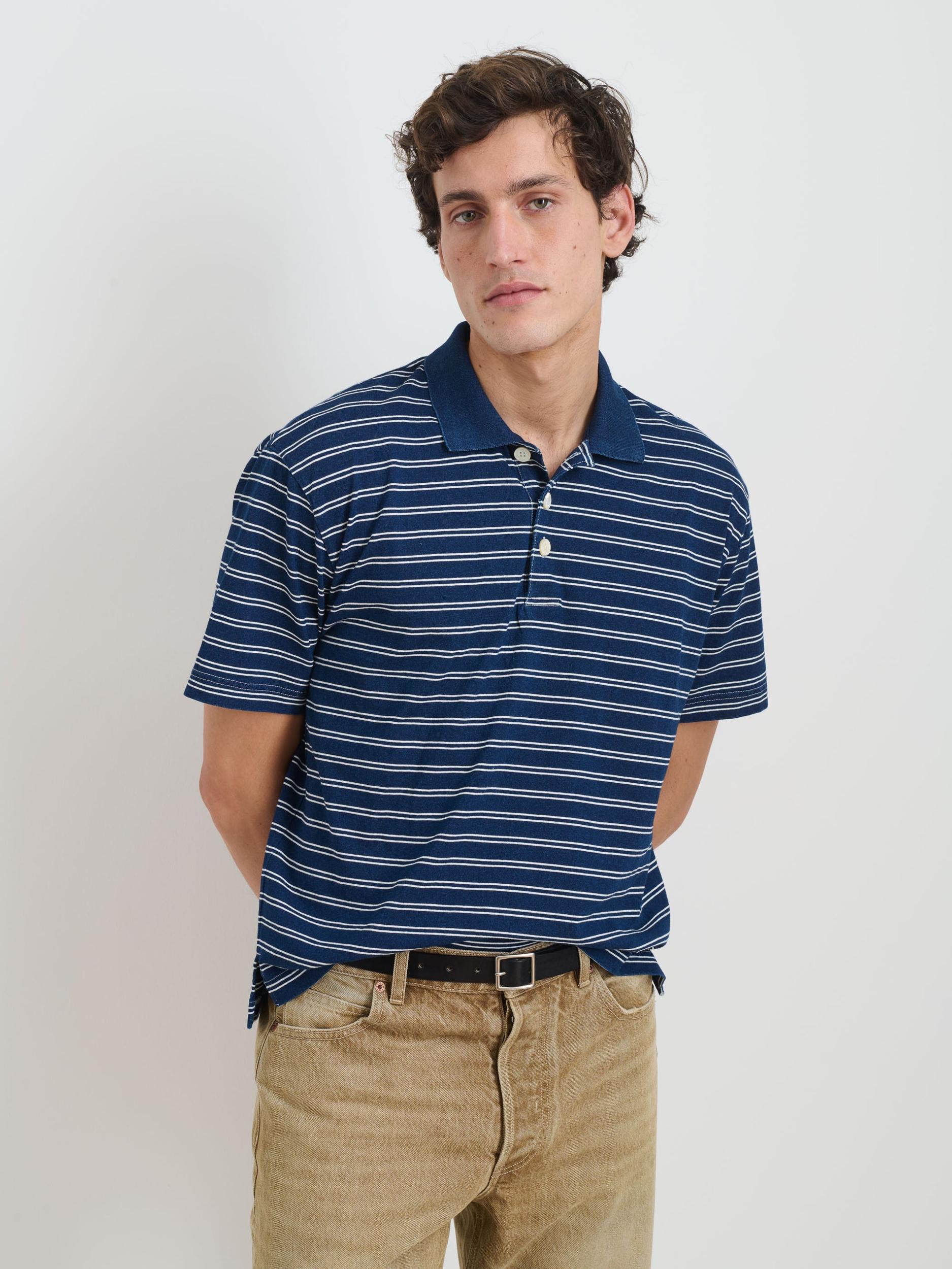 Lucas Polo In Indigo Double Stripe Product Image