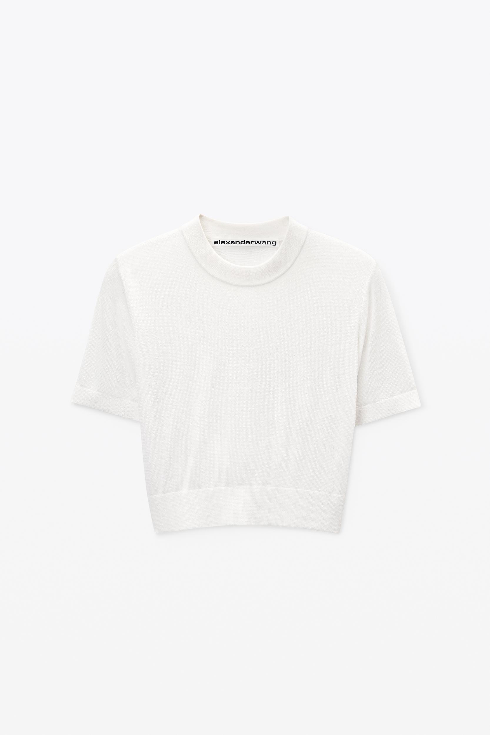 White Clear Bead Hotfix Crewneck Tee Product Image