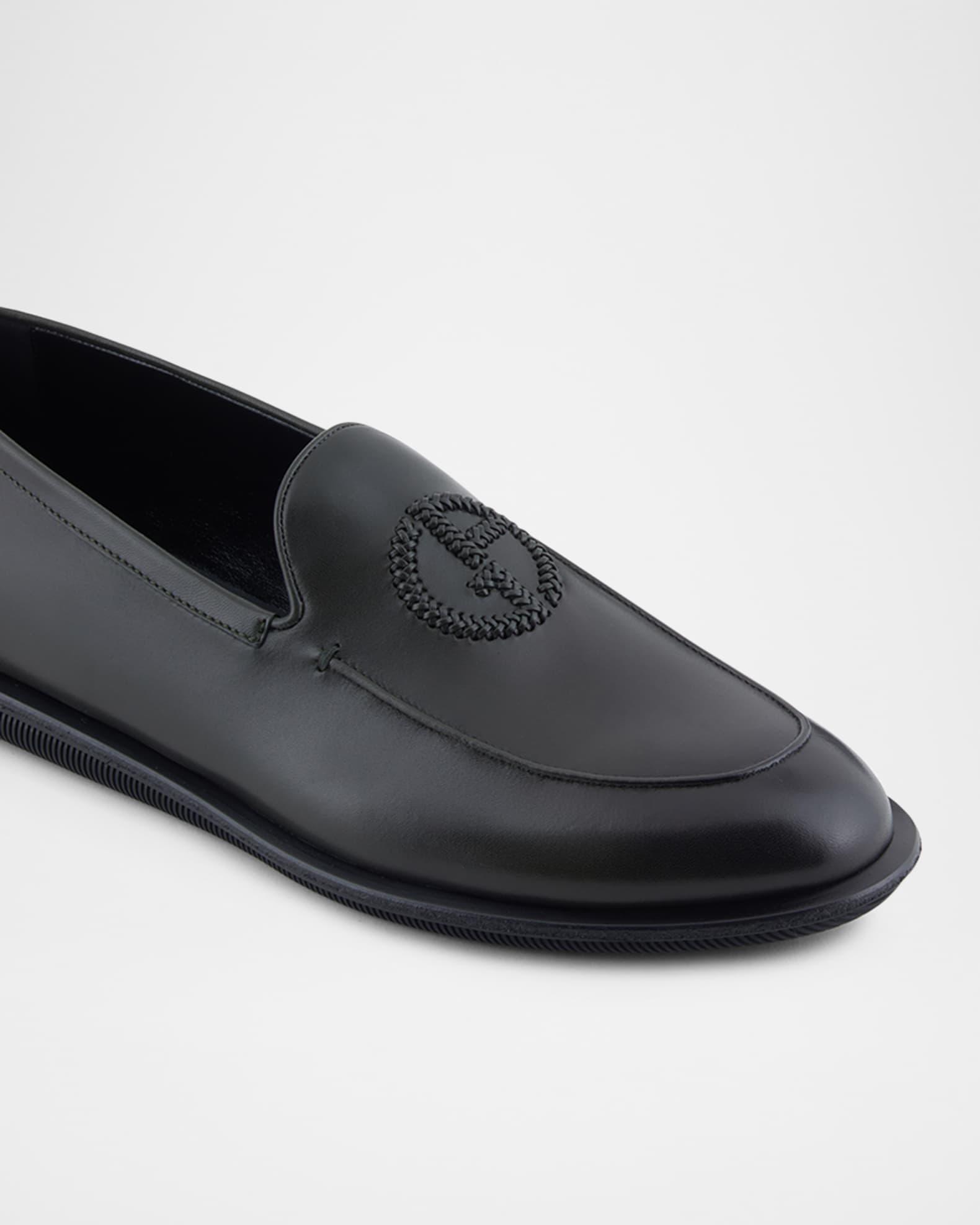 Men's Leather Monogram Slipper Loafers Product Image