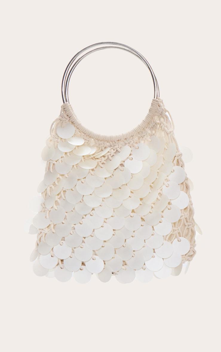 Cream Raffia Matte Sequin Handbag Product Image
