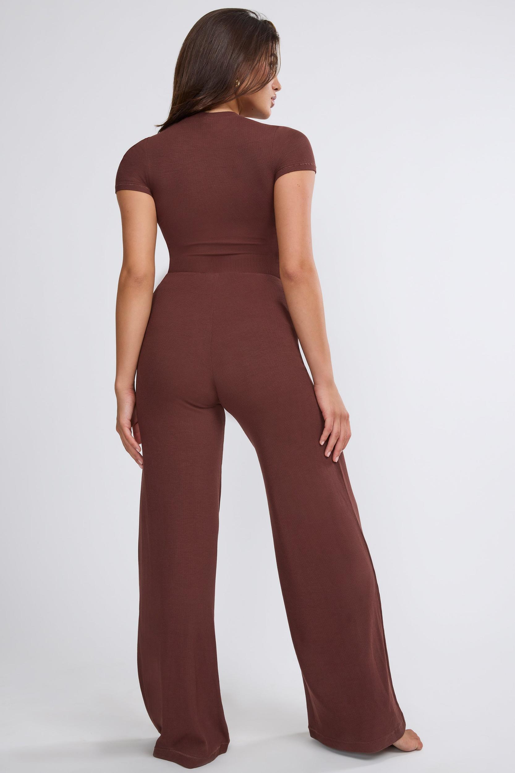 Mid Rise Wide Leg Trouser in Chocolate Product Image
