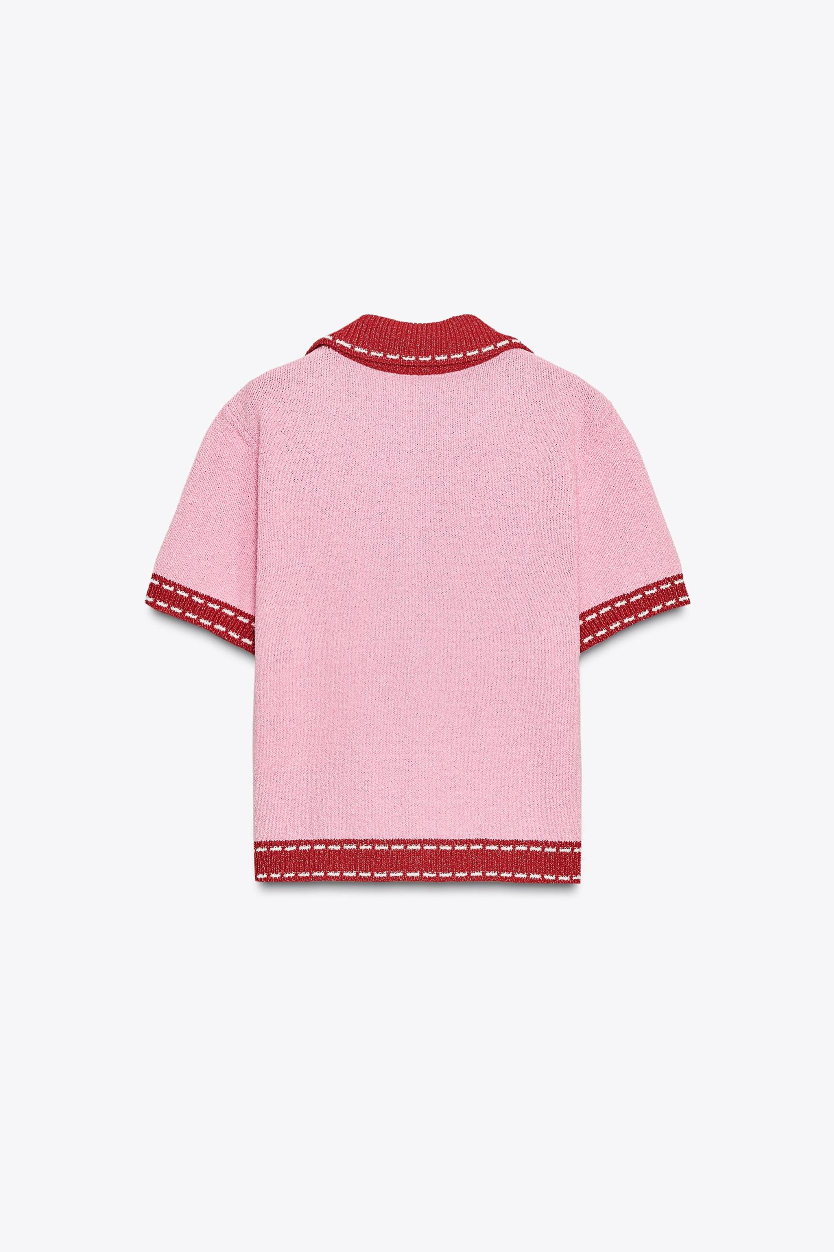 SHORT SLEEVE STITCHED KNIT CARDIGAN Product Image