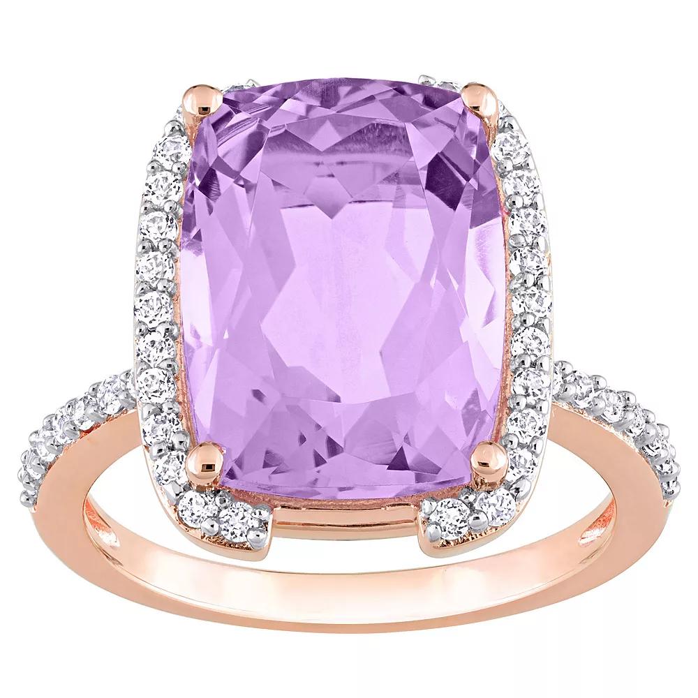 Stella Grace 18k Rose Gold Over Silver Rose De France & White Topaz Bracket Cocktail Ring, Women's,  Product Image