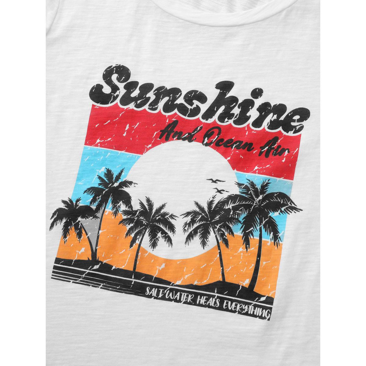 Plus Size Vacation Graphic Round Neck T-shirt White Women Resort Non Tropical Vacation T-shirts BloomChic 30/6X Product Image