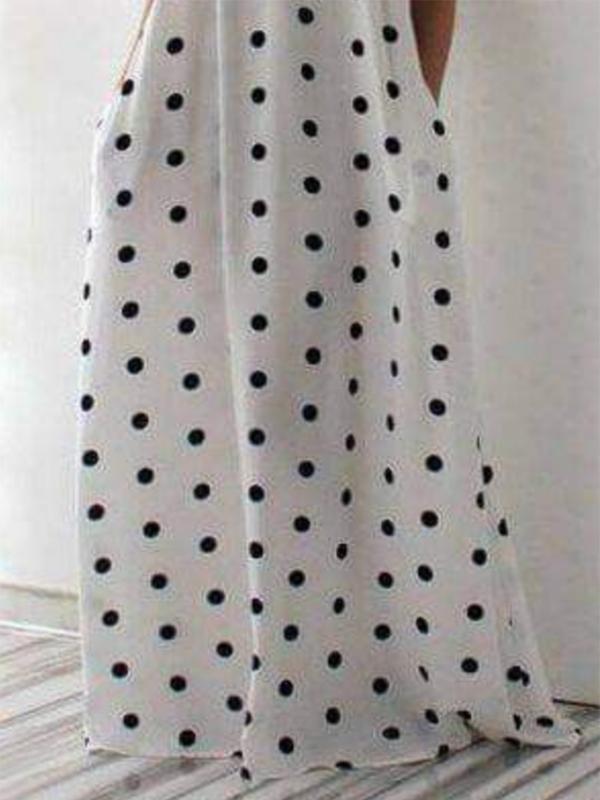 Loose Falbala Polka-Dot Off-The-Shoulder Maxi Dresses Product Image