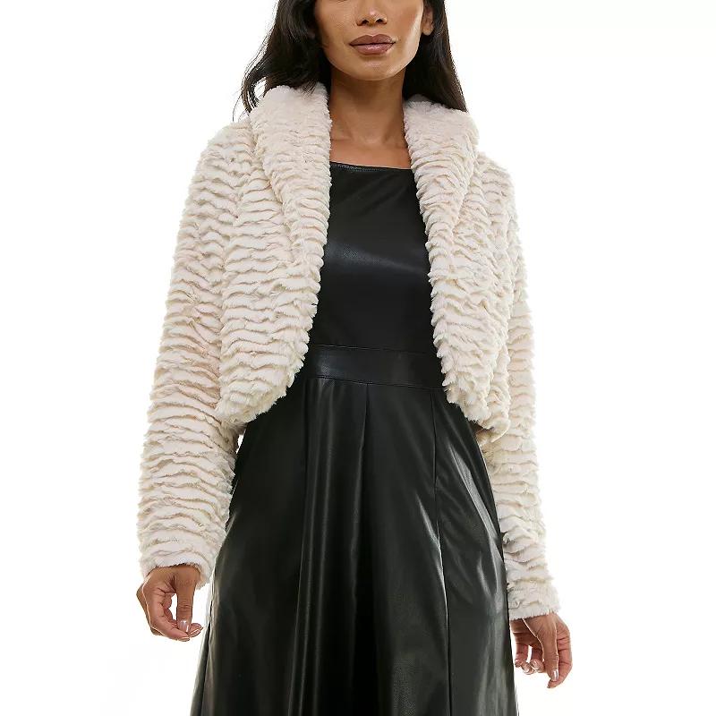 Women's Nina Leonard Curved Faux Fur Bolero,  Product Image