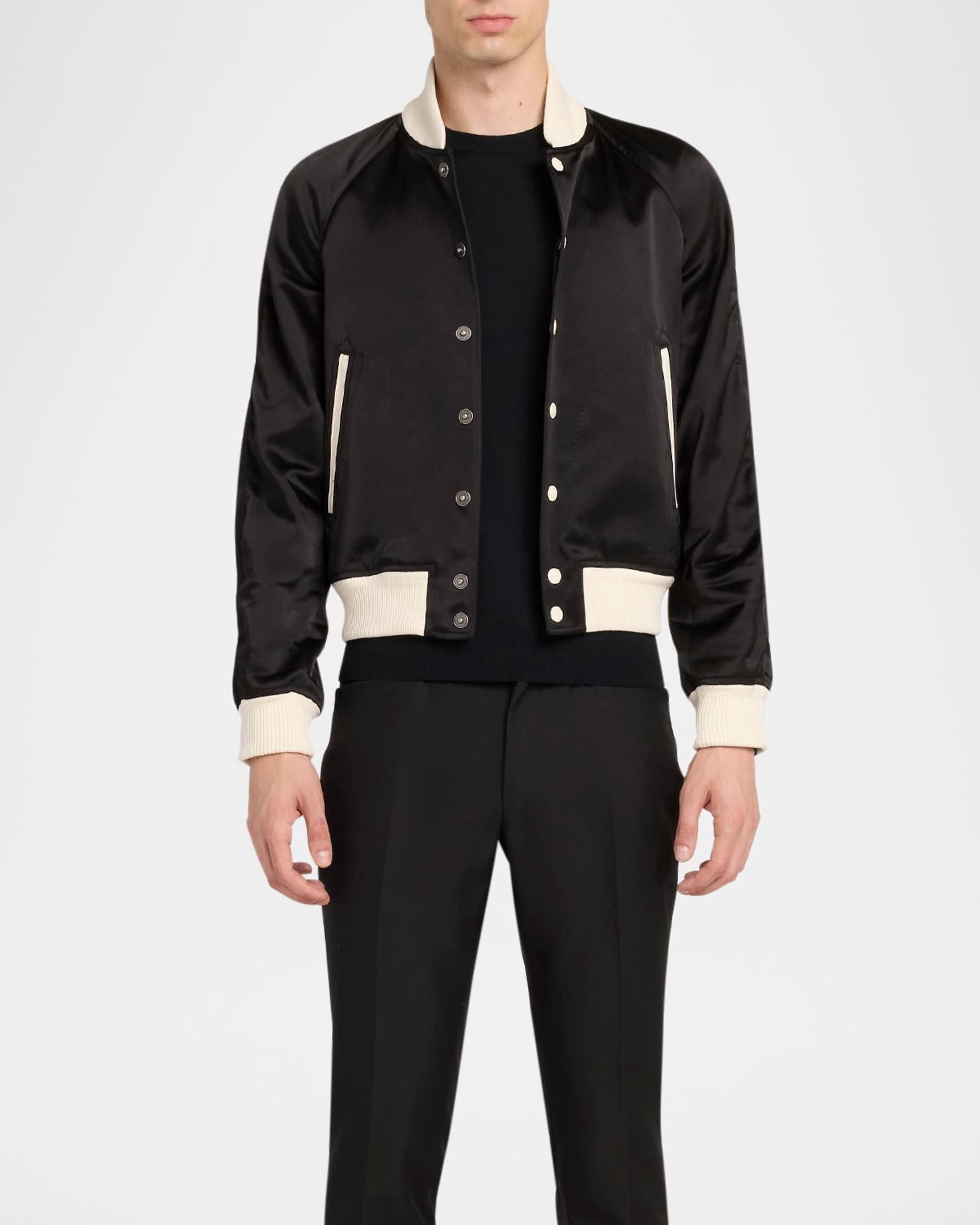 Men's Satin Snap-Front Bomber Jacket Product Image