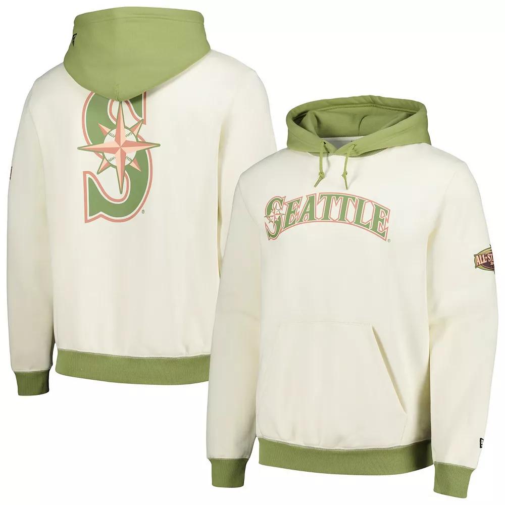 Men's New Era Cream/Green Seattle Mariners Color Pop Pullover Hoodie, Size: Small, Beige Product Image