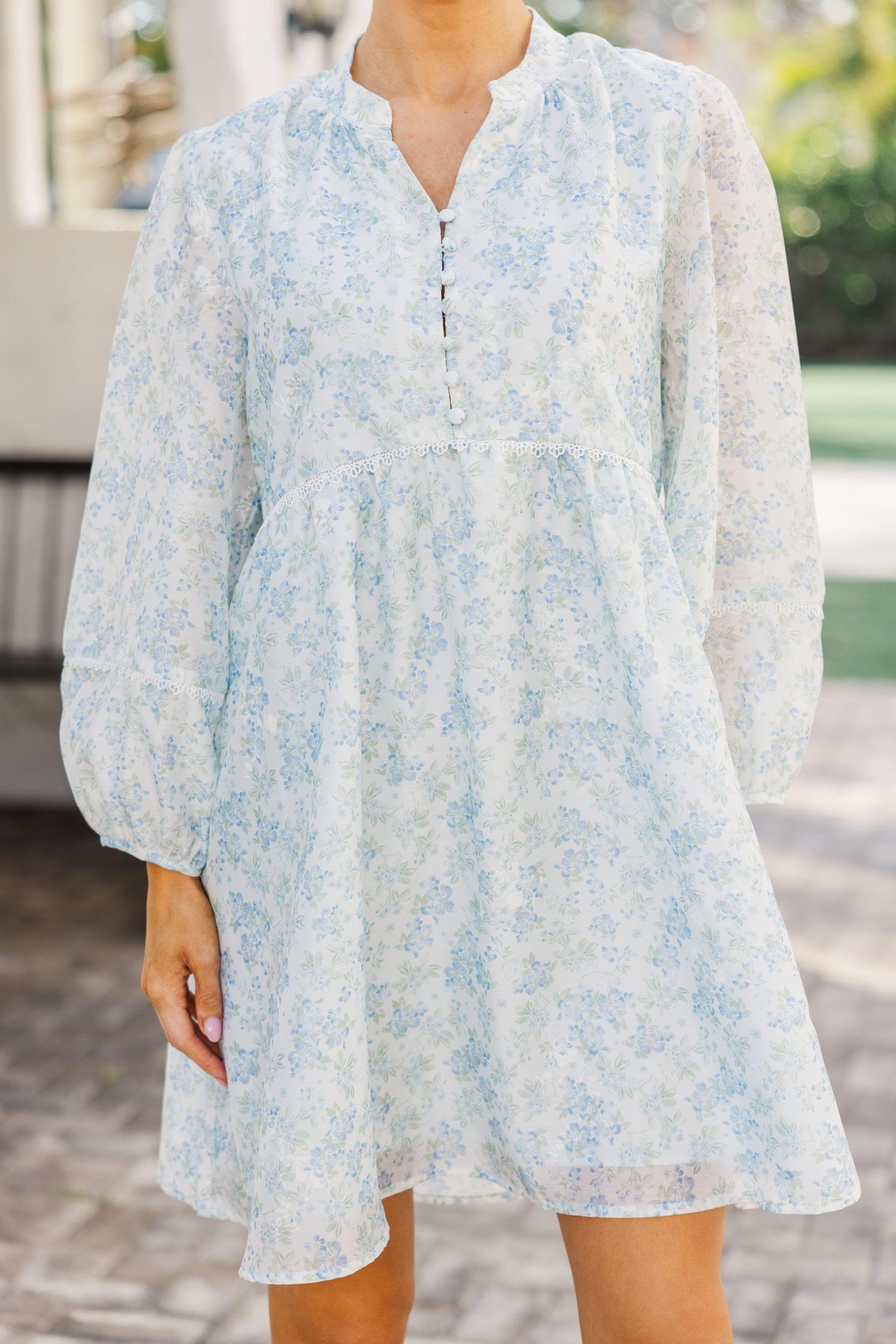 Your Biggest Wish Light Blue Ditsy Floral Dress Female Product Image