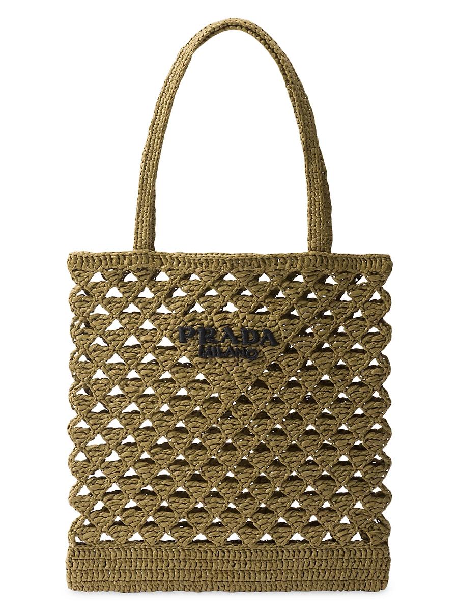 Womens Medium Woven Fabric Crochet Tote Bag Product Image