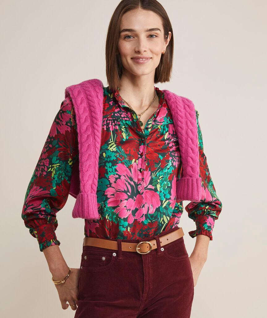 Silk Twill Ruffle Collar Popover Product Image