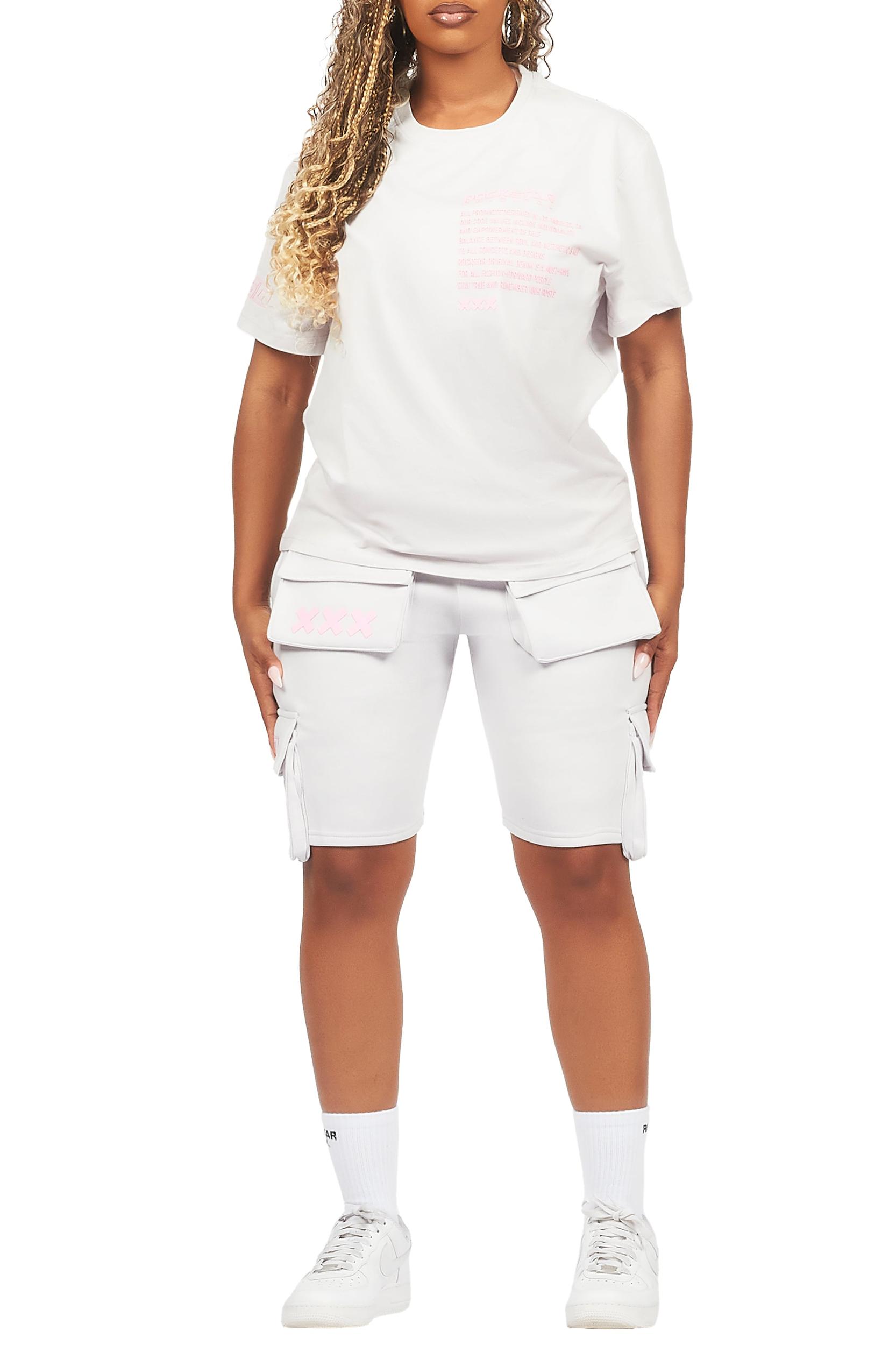 Neusa Grey T-Shirt Cargo Short Set Female Product Image