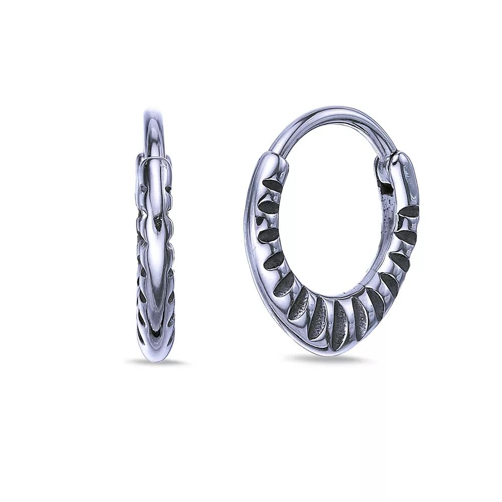Men's LYNX Black Ion Plated Stainless Steel Hoop Earrings Product Image