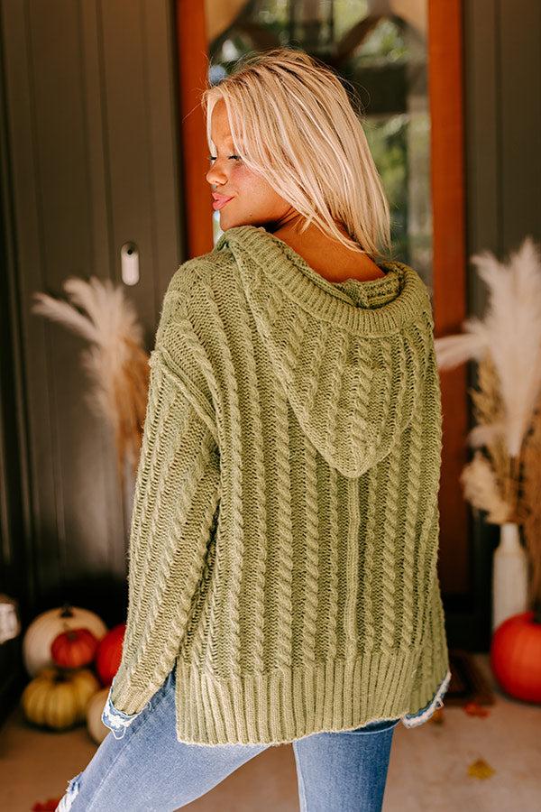 Inner Peace Cable Knit Sweater in Olive Product Image