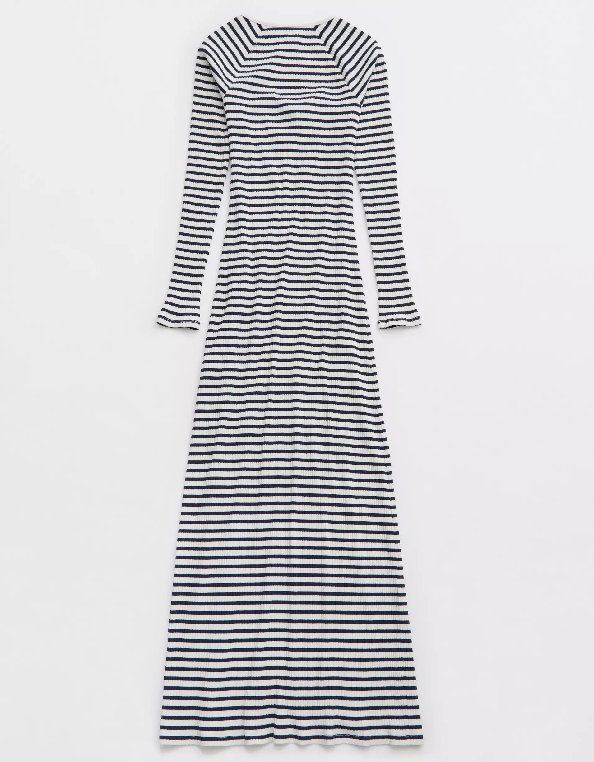Aerie Long Sleeve Knit Tie Front Maxi Dress Product Image