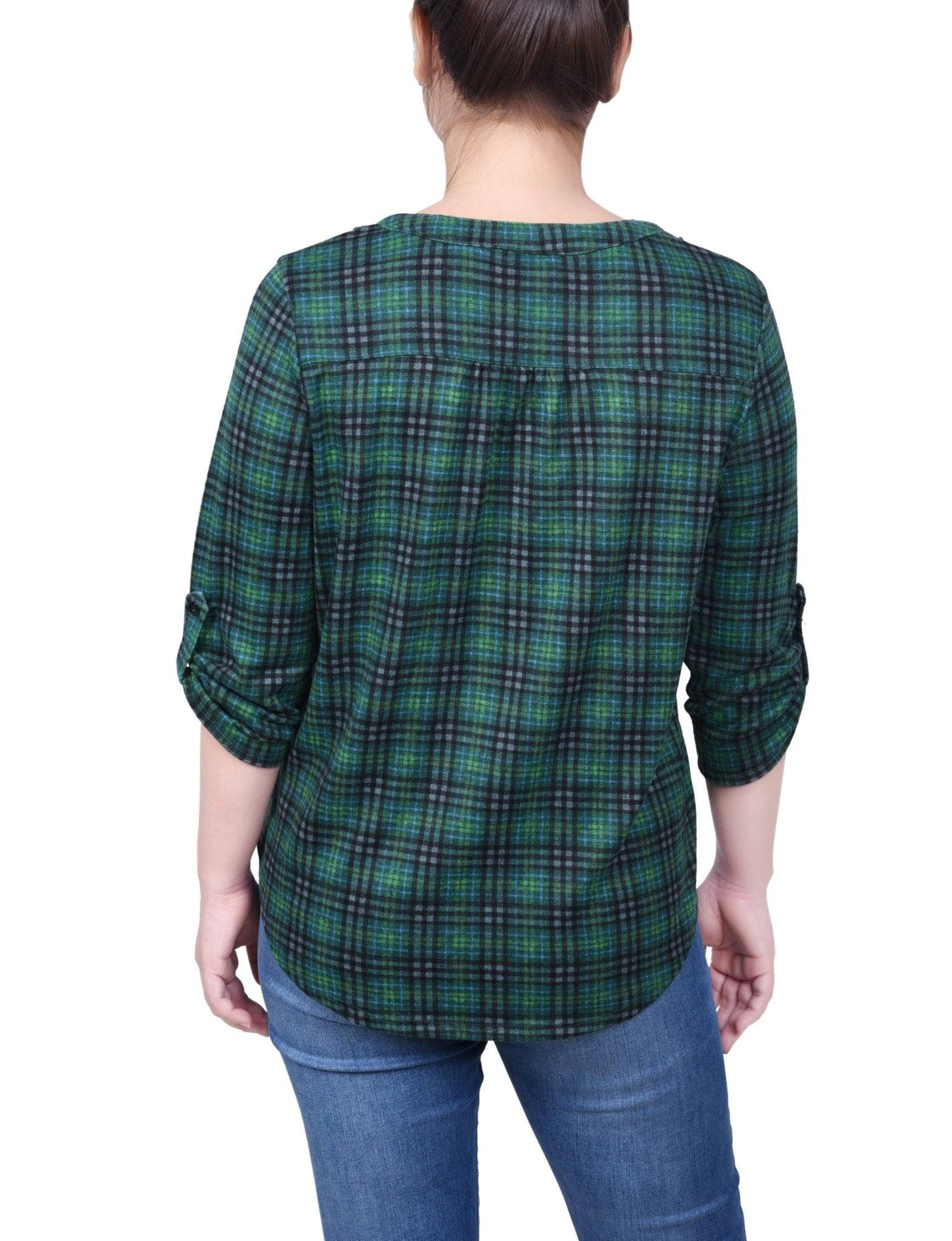 3/4 Length Roll Sleeve Top - Petite Product Image