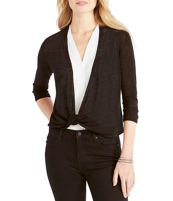NIC + ZOE Lightweight 4-Way Linen Blend Open Front 3/4 Sleeve Cardigan Product Image