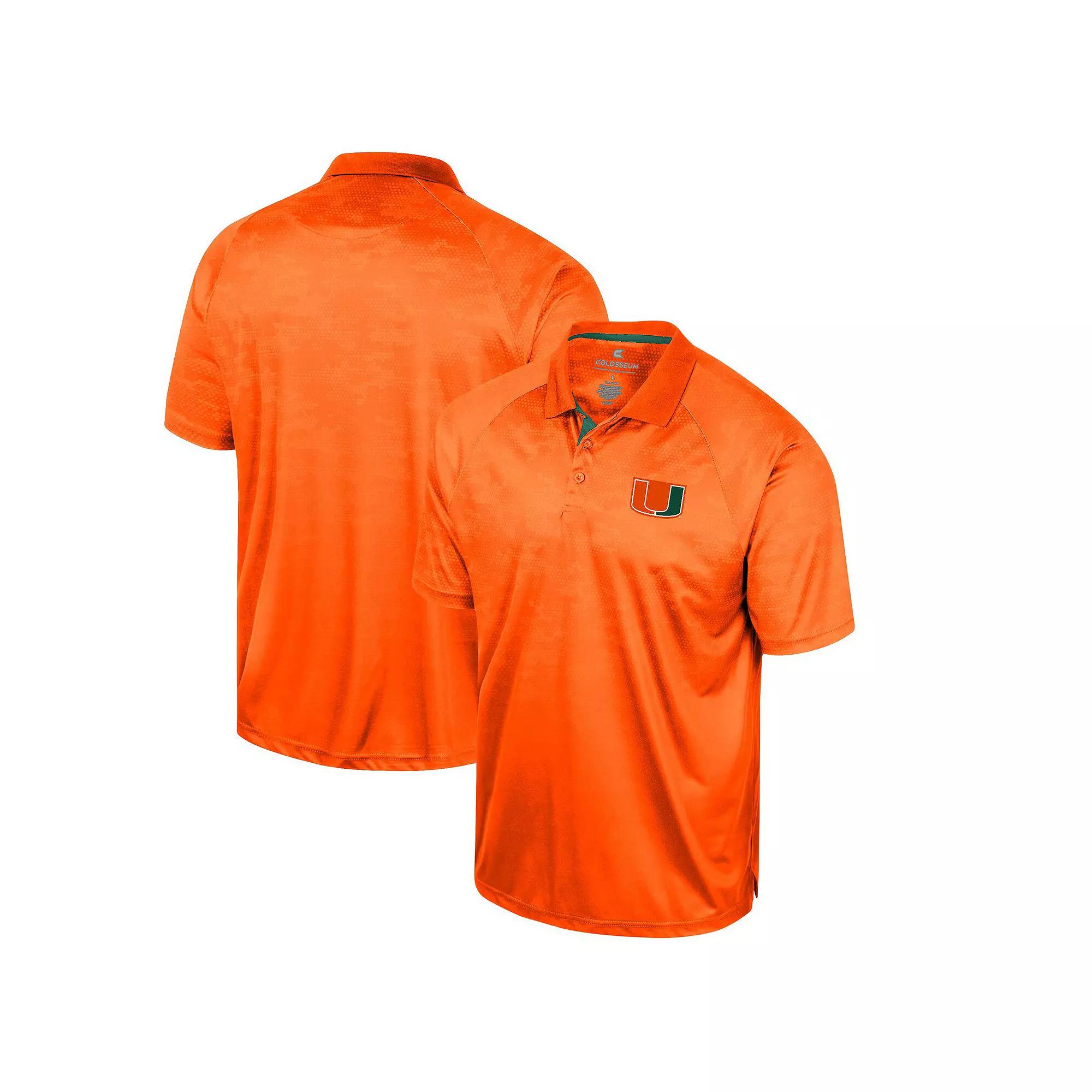 Men's Colosseum Orange Miami Hurricanes Honeycomb Raglan Polo,  Product Image