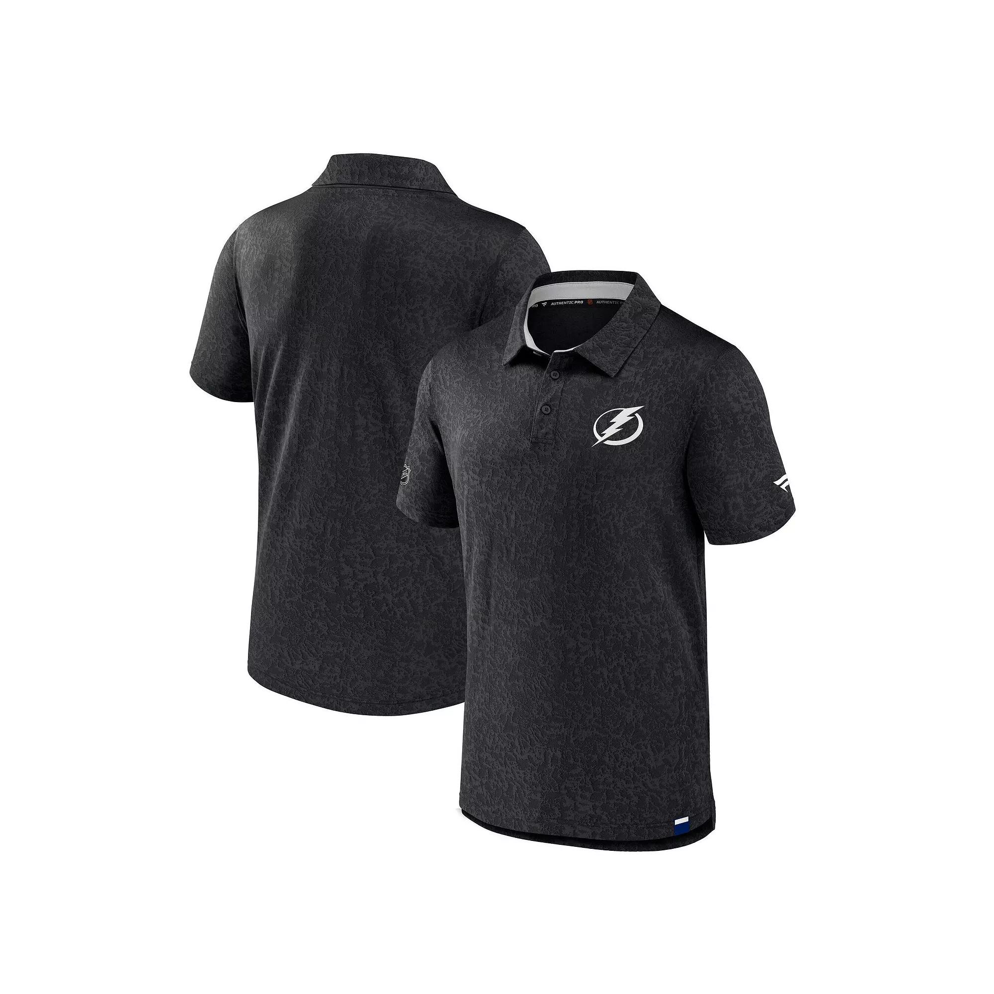 Men's Fanatics  Black Tampa Bay Lightning Jacquard Polo, Size: Large, Lgh Black Product Image