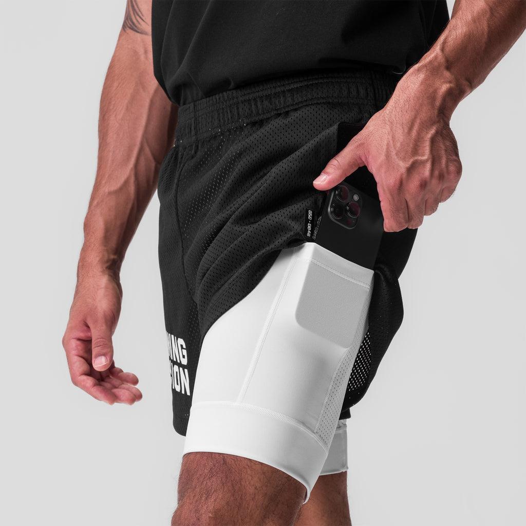 0848. SilverPlus™ Mesh 5" Liner Short - Black/White "Training Division" Product Image
