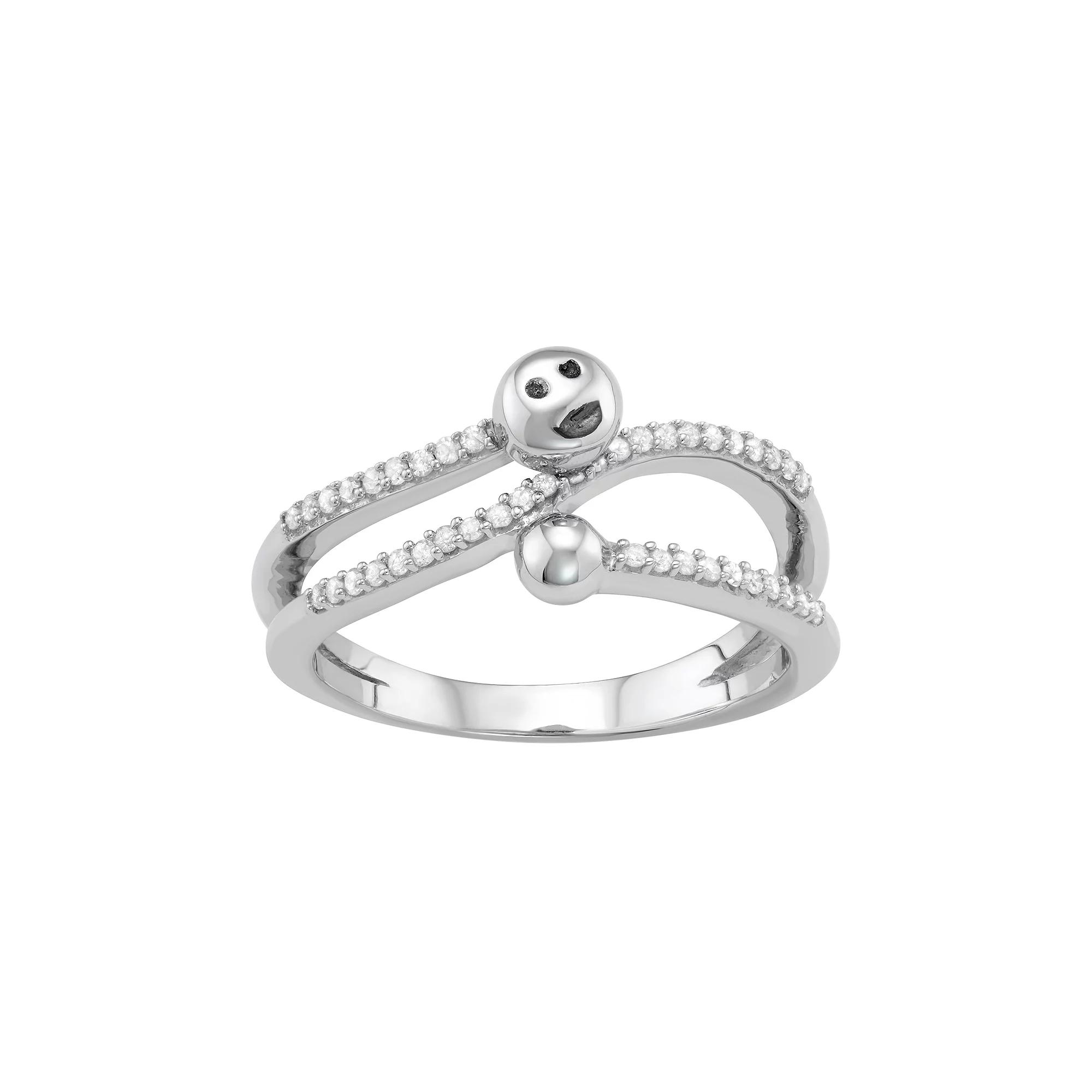 Jewelexcess Sterling Silver 1/5 Carat T.W. Diamond Bypass Smiley Face Ring, Women's, Size: 6, Rose Gold Tone Product Image