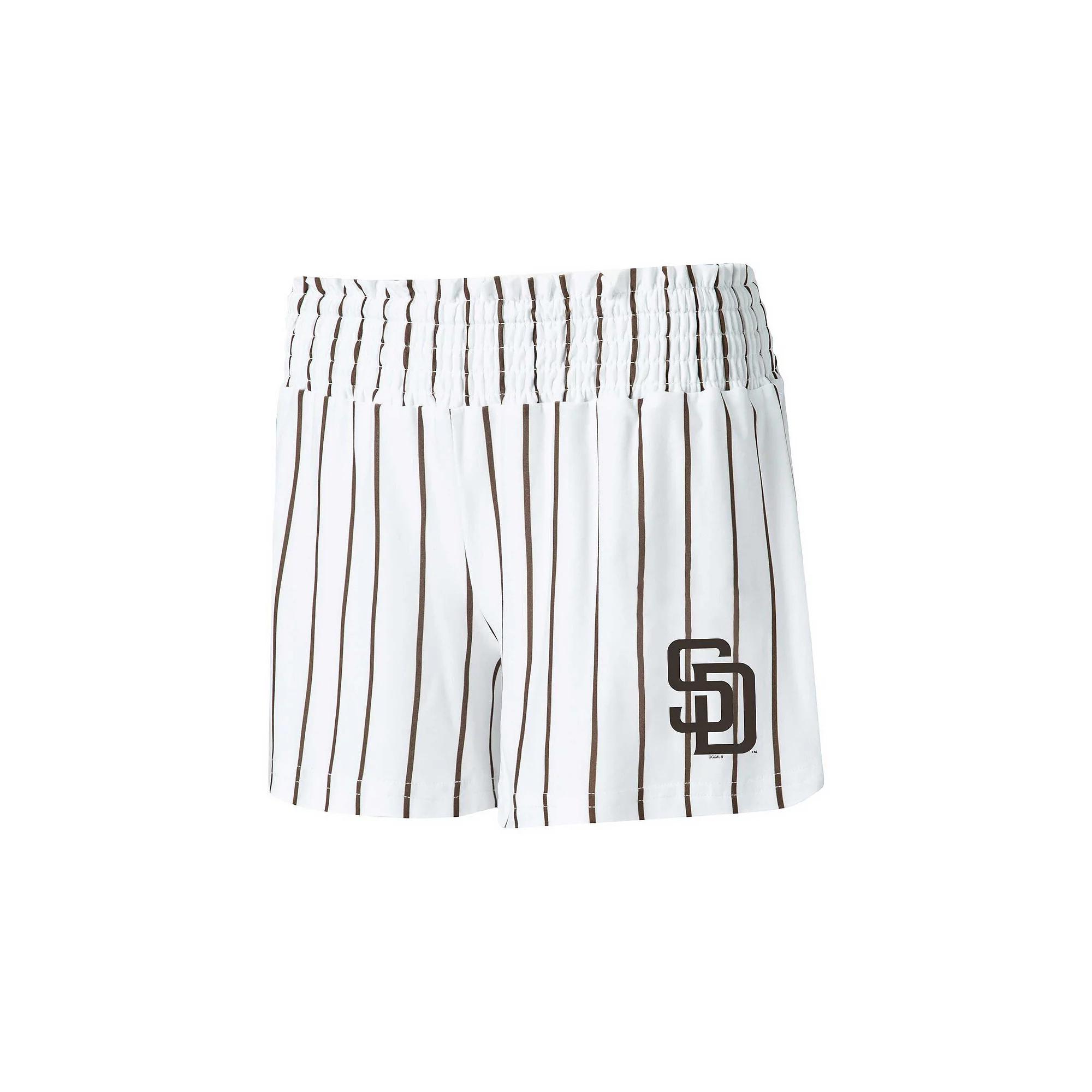 Women's Concepts Sport White San Diego Padres Reel Pinstripe Sleep Shorts,  Product Image