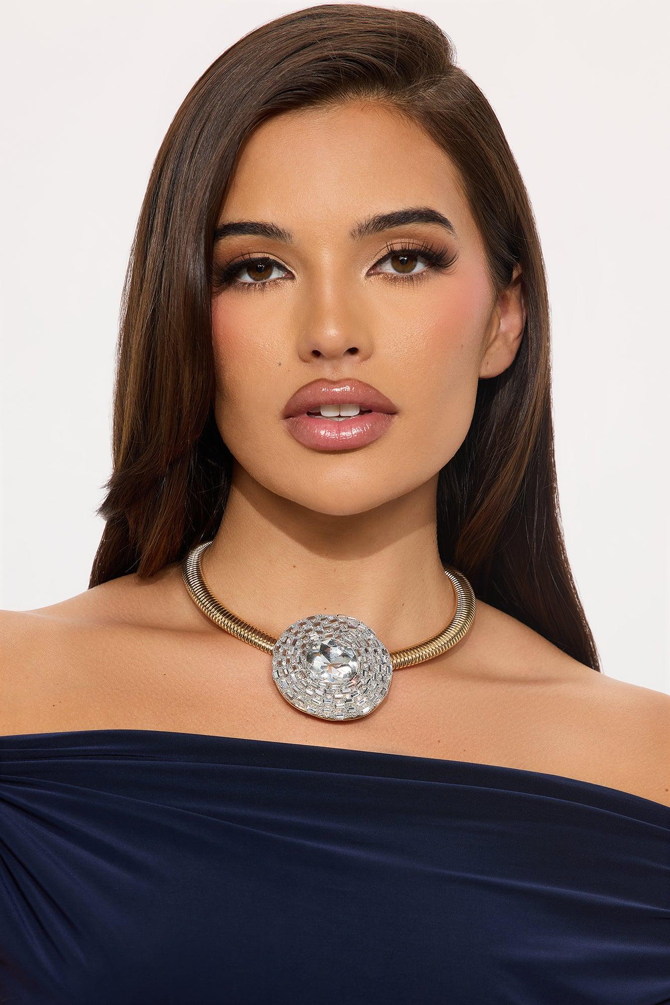 Change Is Good Rhinestone Choker Necklace - Silver Female Product Image