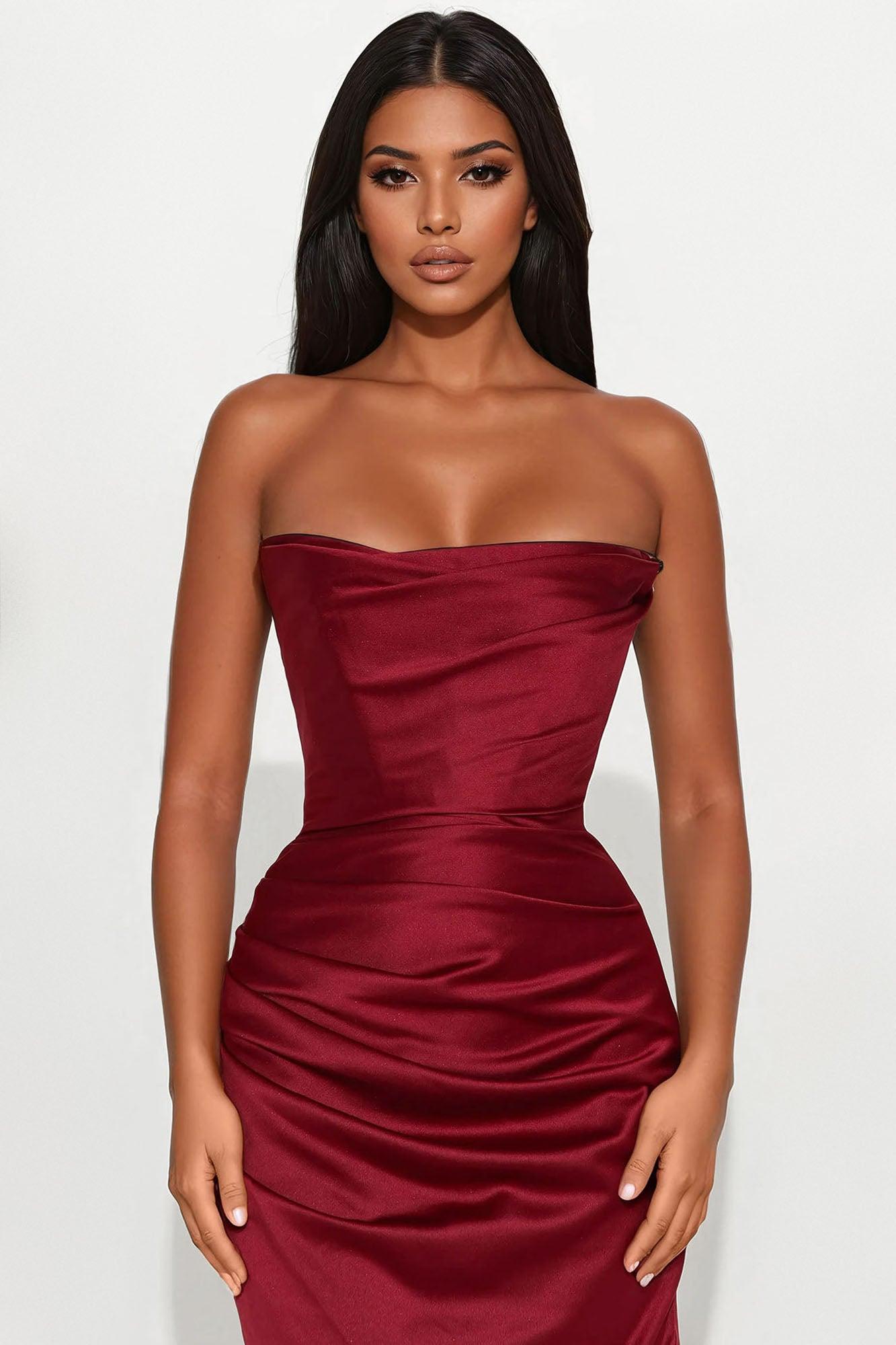 Satin Heart Maxi Dress - Wine Female Product Image