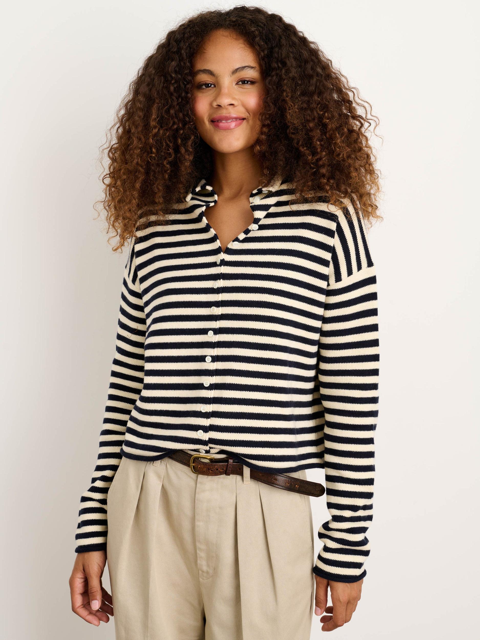 Taylor Striped Cardigan In Cotton Cashmere Product Image