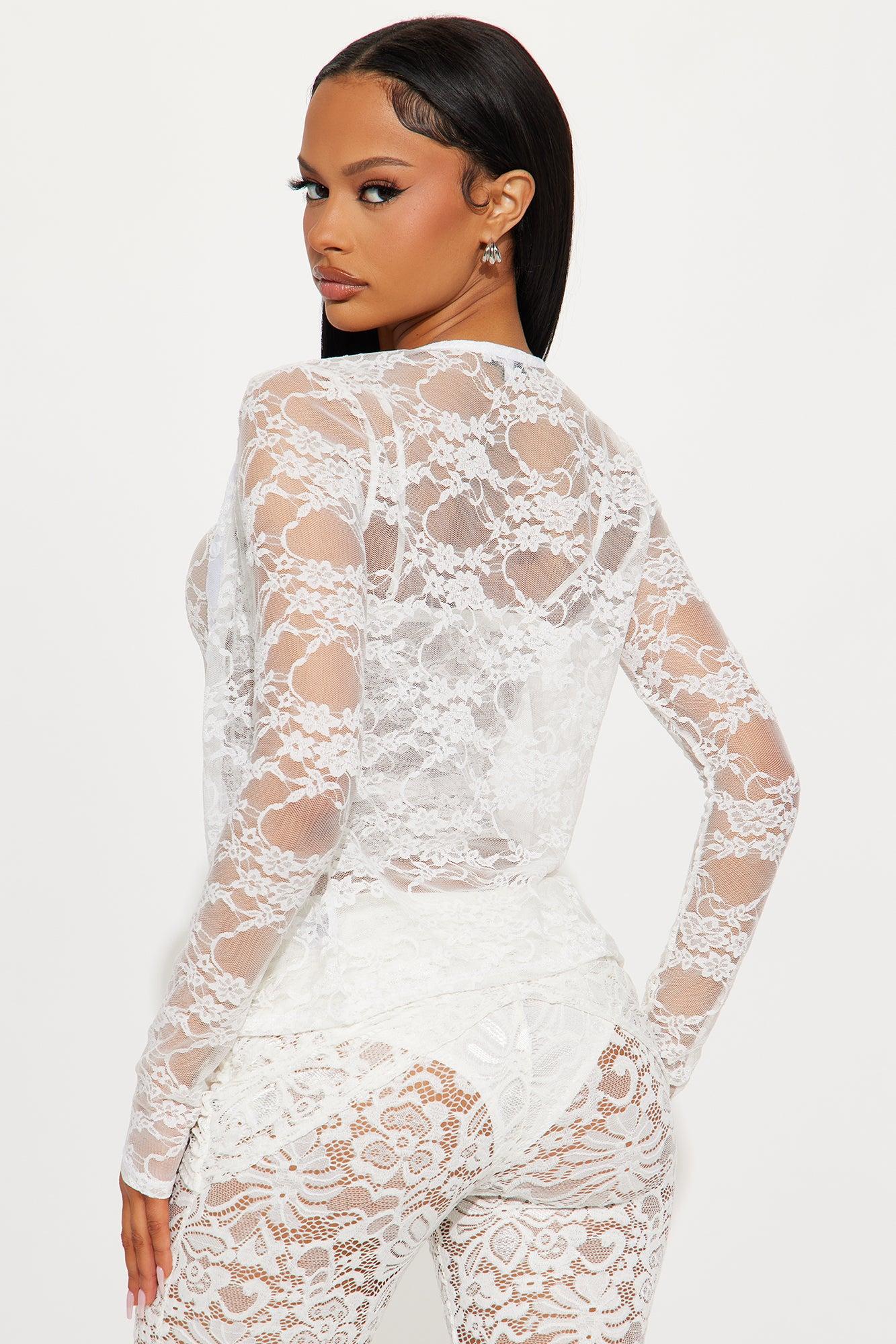 Elara Cami And Cardigan 2 Piece Lace Set - White Product Image
