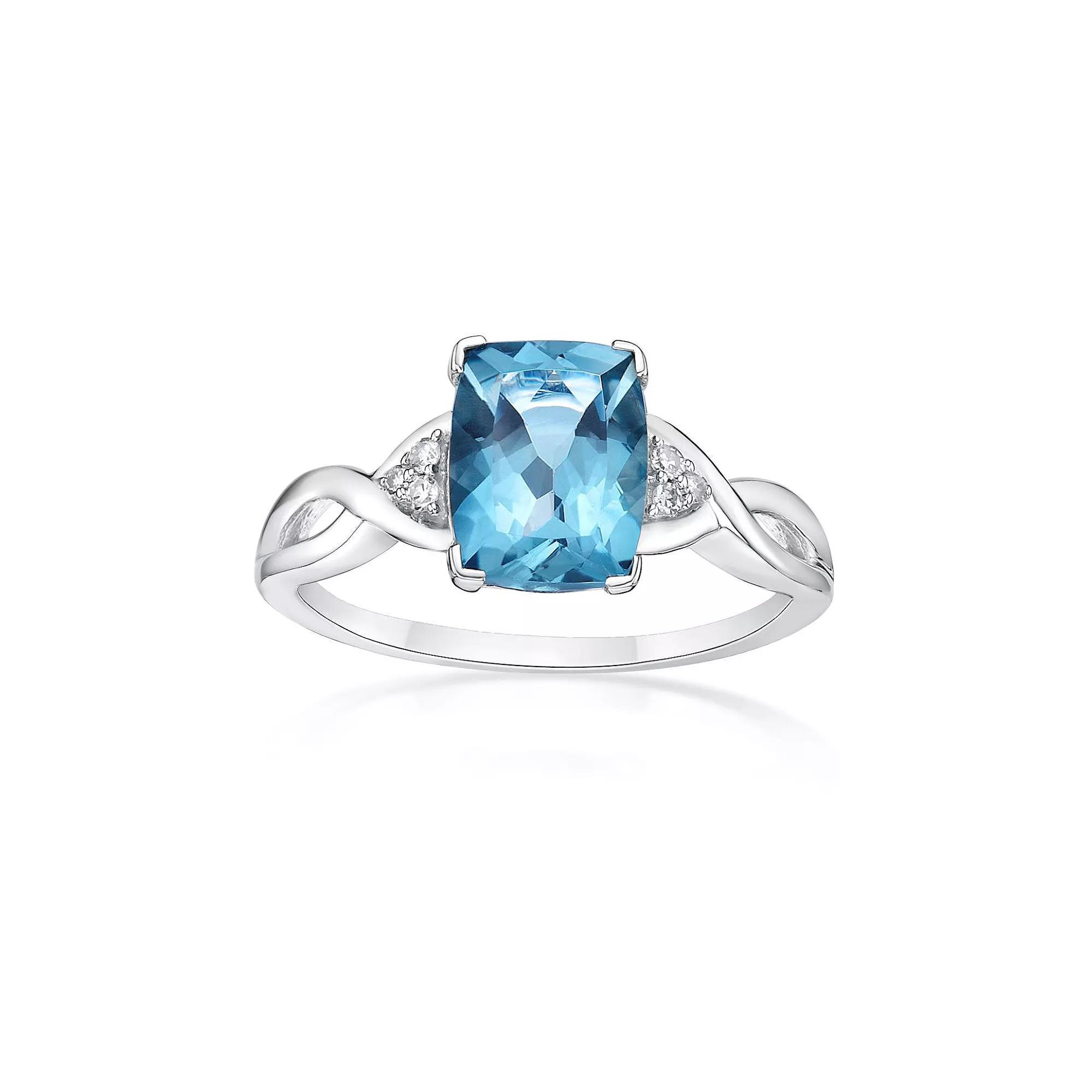 Gemminded 10k White Gold London Blue Topaz & Diamond Accented Ring, Women's,  Product Image