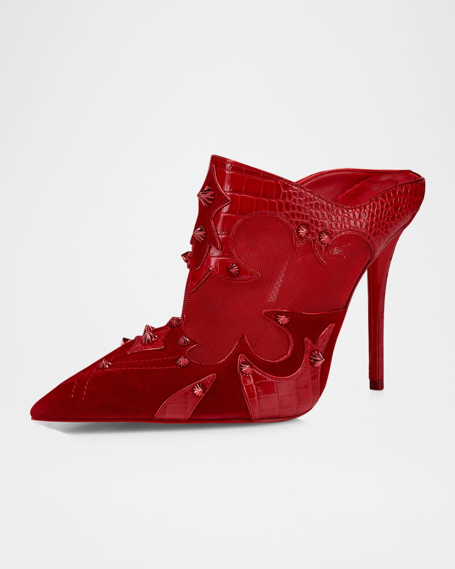 Mulatiag Suede Mesh Red Sole Mule Pumps Product Image