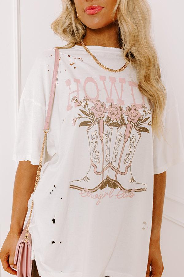 Howdy Cowgirl Club Distressed Oversized Tee Product Image