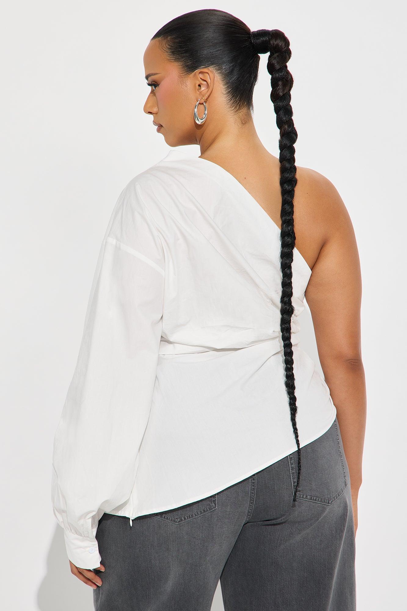 Dahlia One Shoulder Poplin Top - White Female Product Image