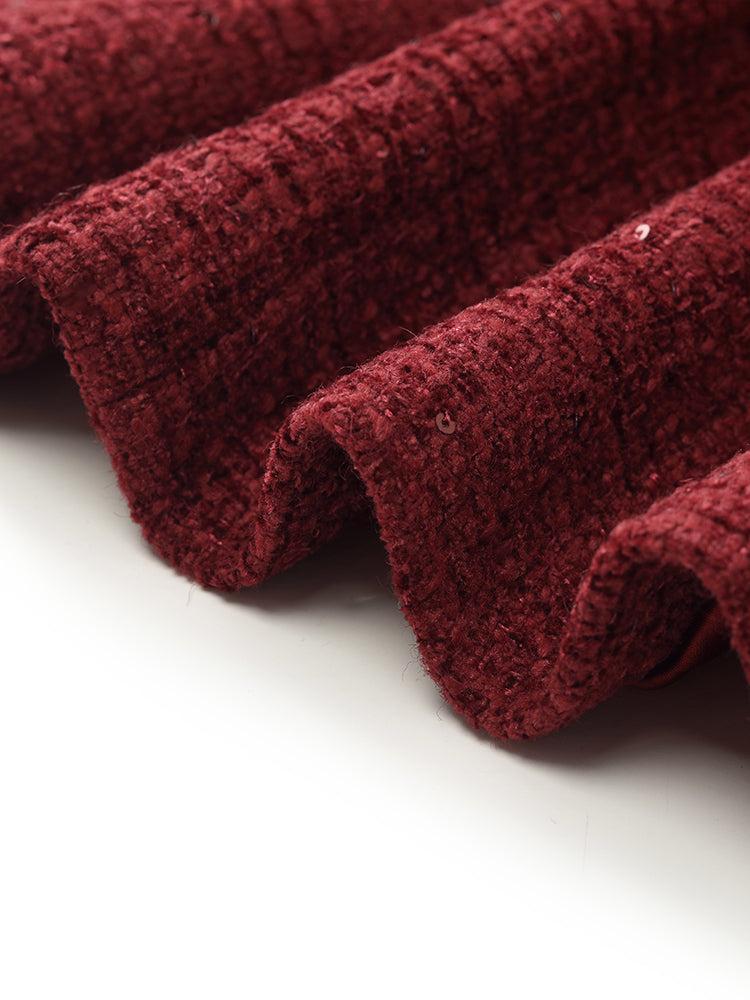 V-Neck Single-Breasted Tweed Women Jacket Product Image