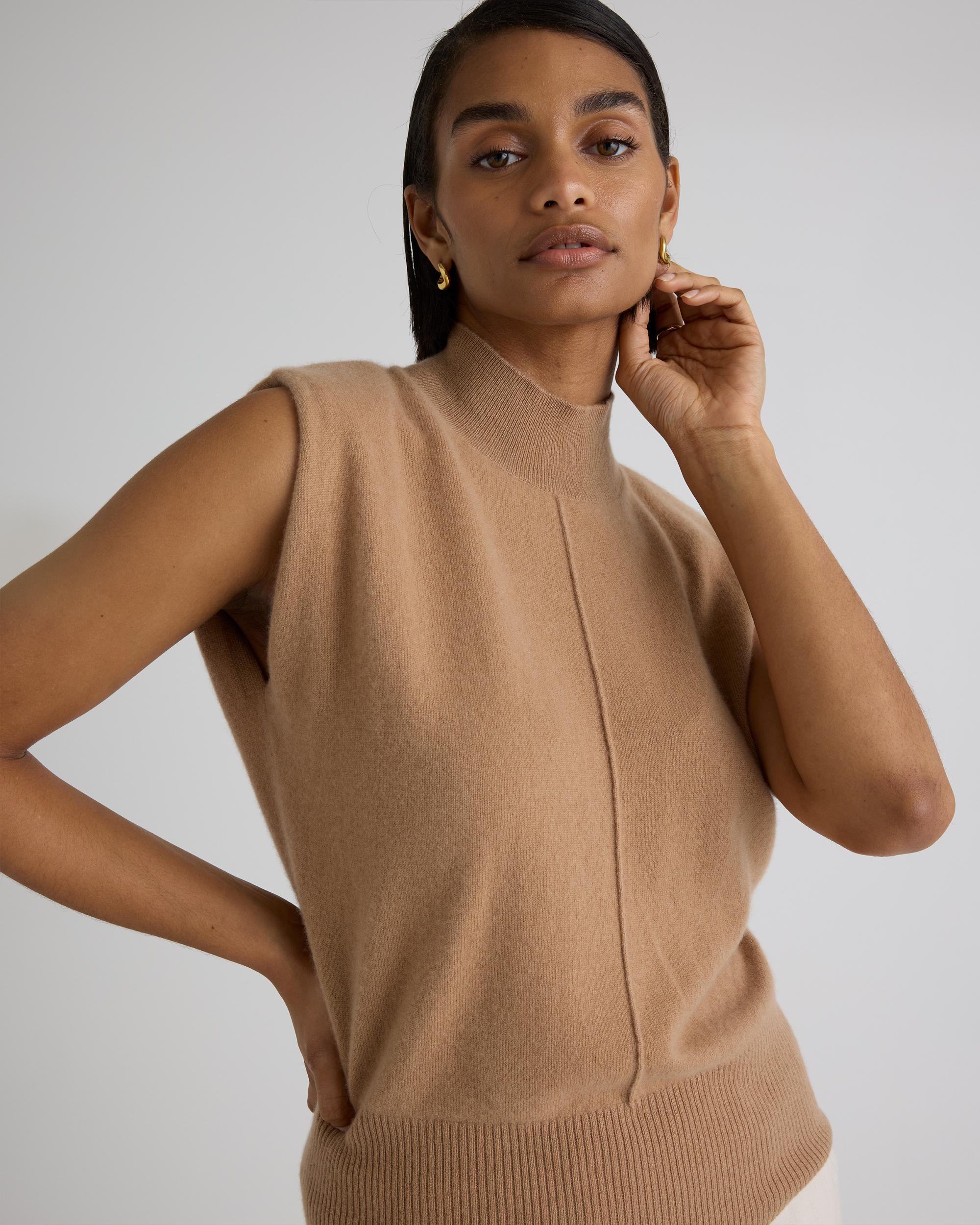 Quince | Women's Mongolian Cashmere Padded-Shoulder Sweater Tank Top Product Image
