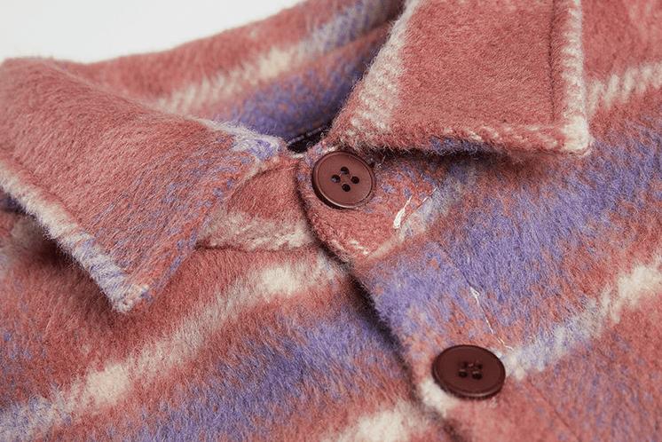 RT No. 2744 WOOLEN KNITTED PLAID COLLAR SHIRT Product Image